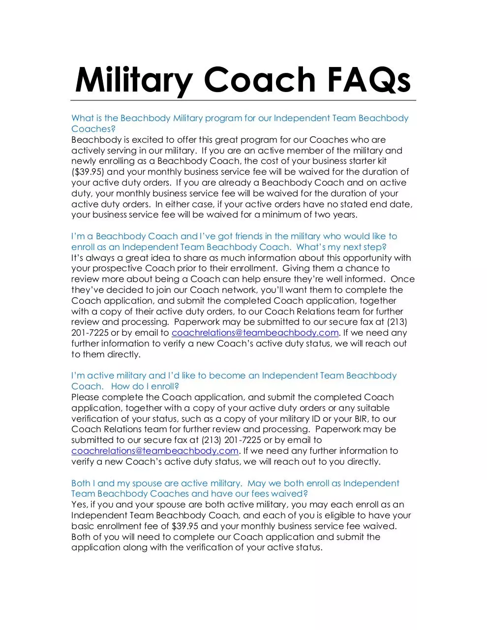 Page 1 of 2, Military Coach FAQs sp