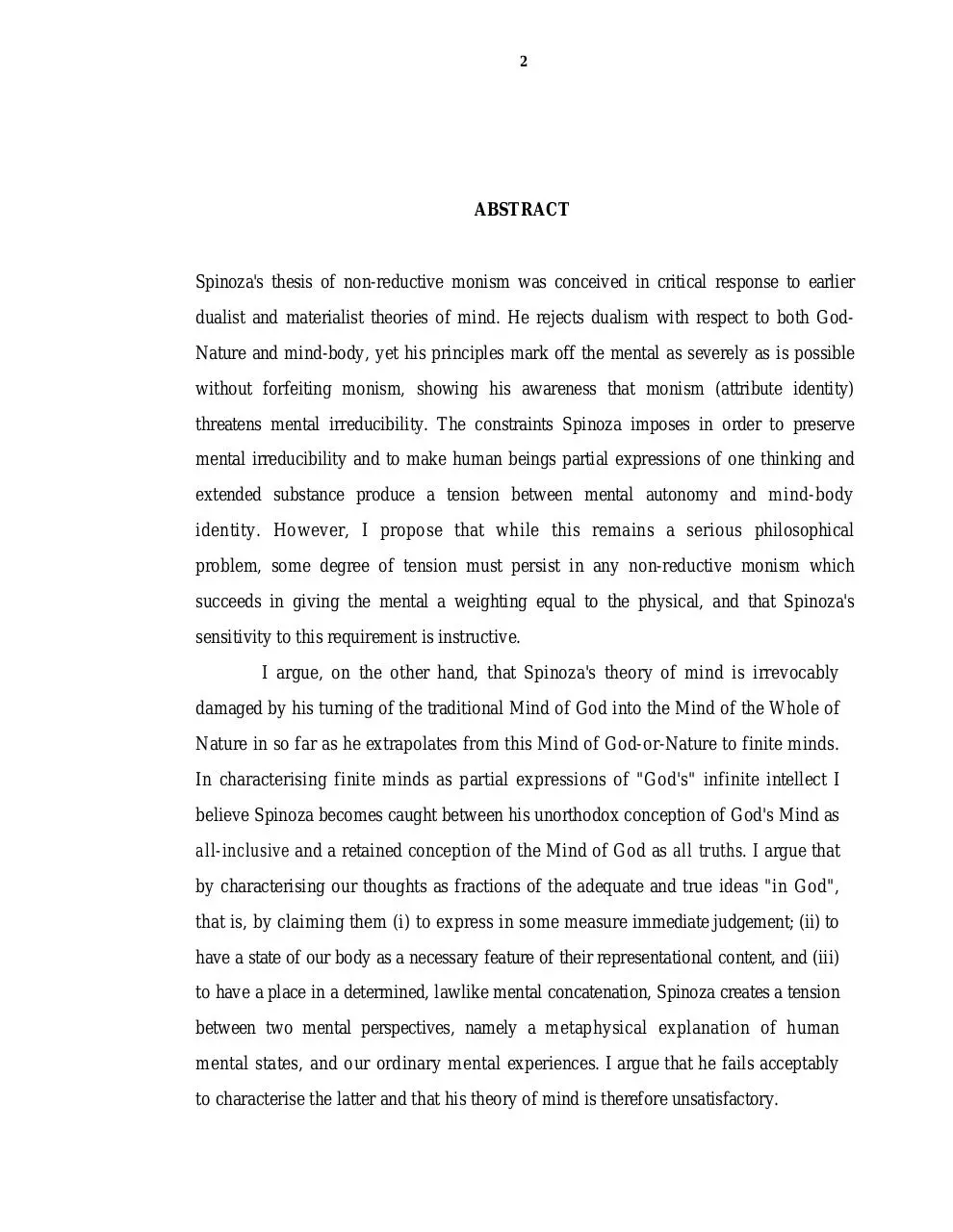 Page 2 of 191, DrThesisGullan Whur SpinozasMind BodyProblem