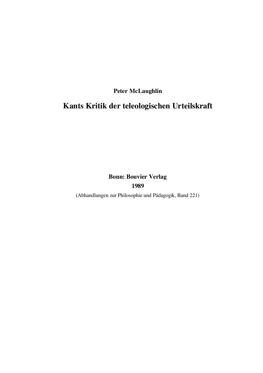 Page 1 of 143, dissMcLaughlin KantsKritikTeologischerUrteilskraft