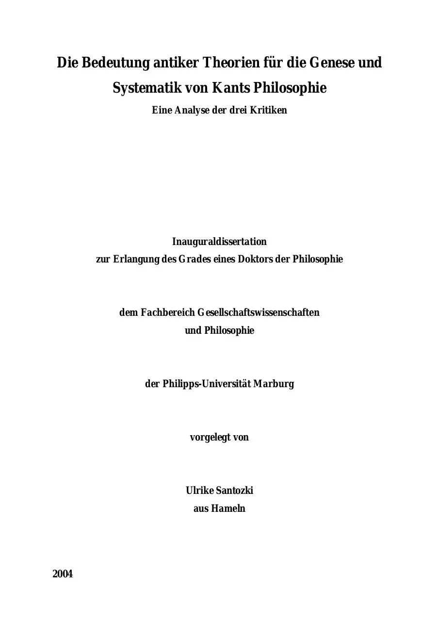 Page 1 of 485, DissSantozkiAntikeGeneseKantsKritiken