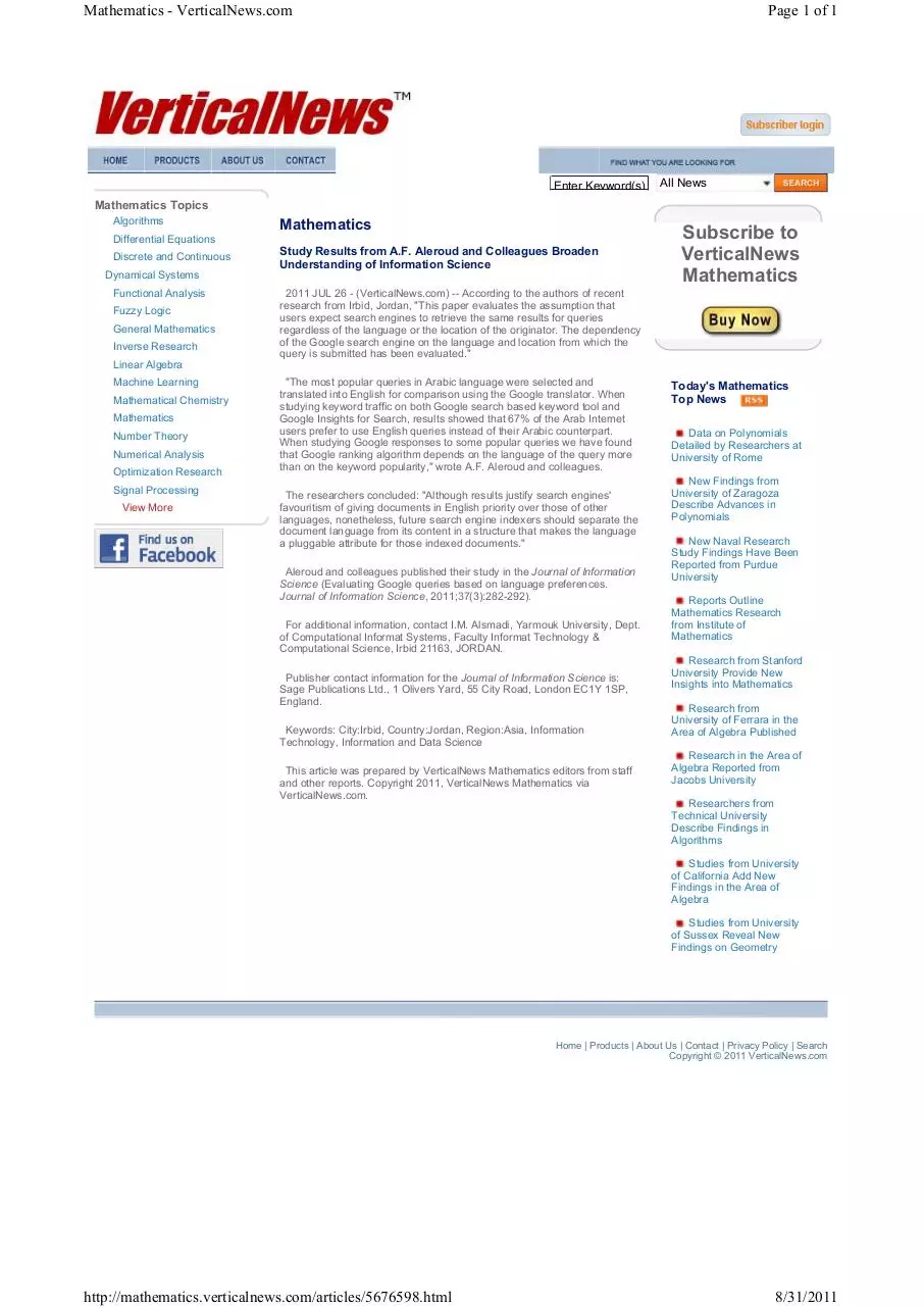 Page 1 of 1, mathematics.verticalnews.com articles 5676598