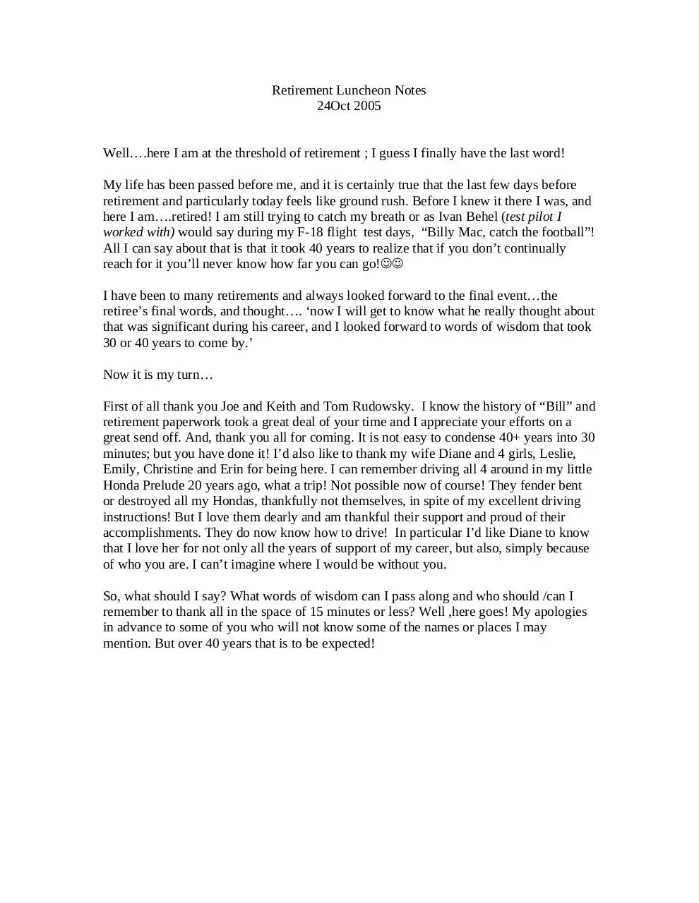 Page 1 of 15, Bill's Retirement doc