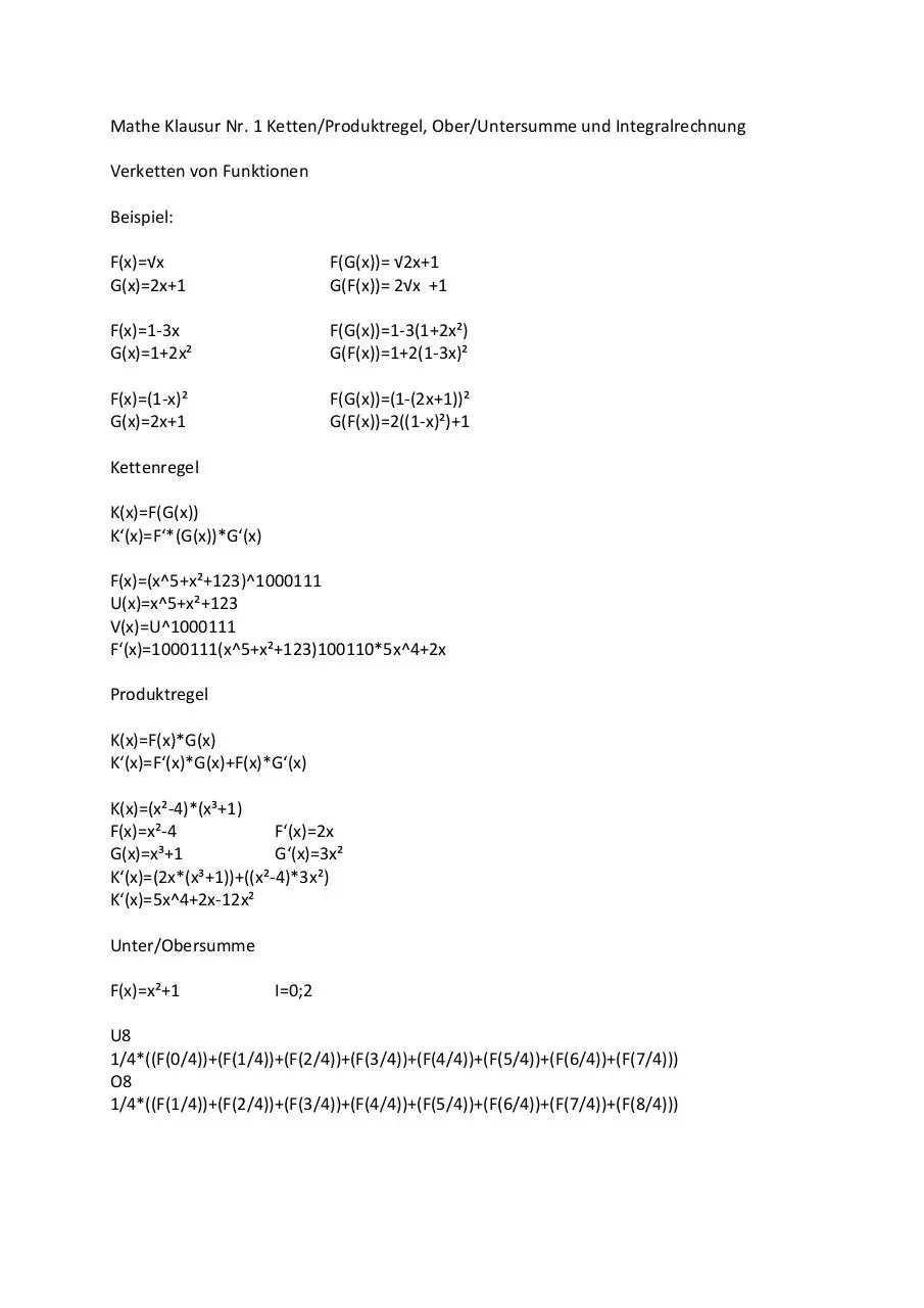 Page 1 of 2, Mathe Klausur Nr 1