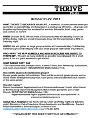 Page 2, THRIVE 2011 Registration and Info Forms