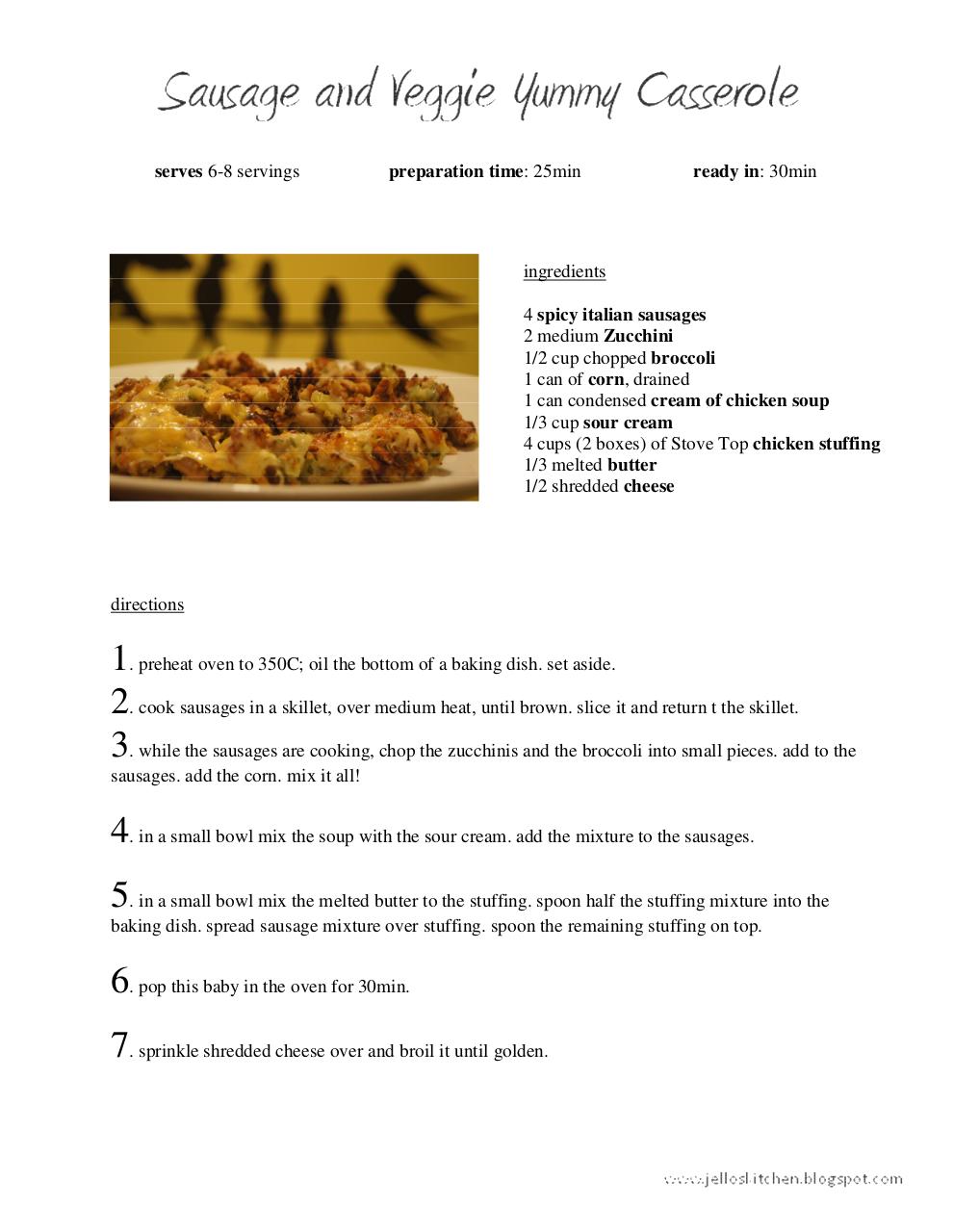 Document preview Sausage and Veggie Yummy Casserole.pdf - page 1/1