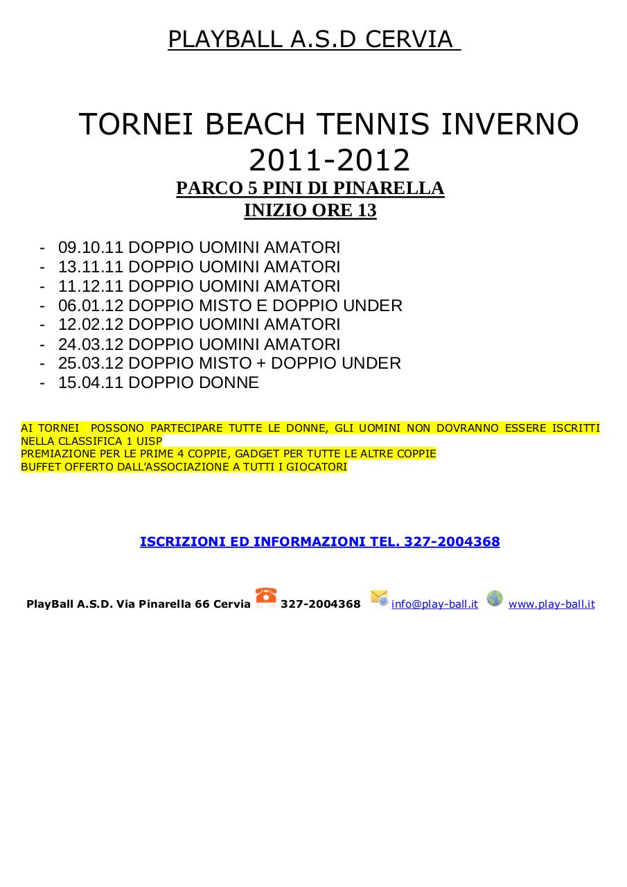 Calendario tornei e regolamento Playball 2011-12.pdf - page 1/6