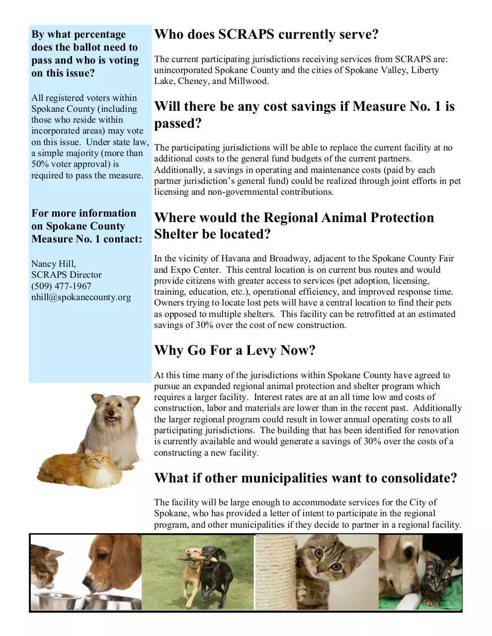 Page 2 of 2, Spokane Regional Animal Shelter Levy Fact Sheet Final
