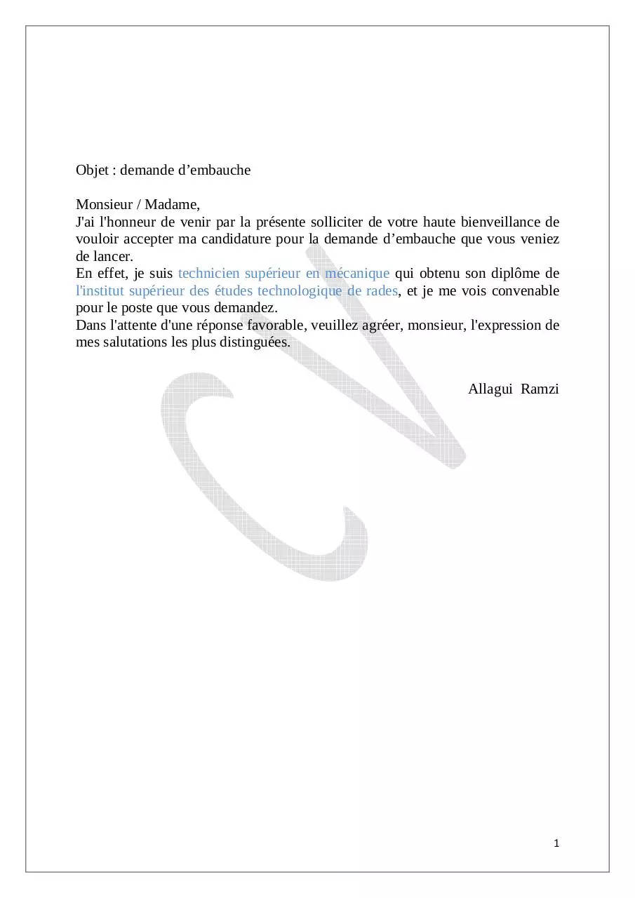 Page 1 of 3, CV ramzi+Lettre de Motivation
