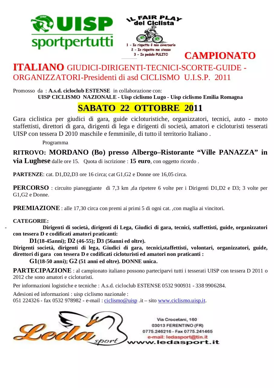 Page 1 of 1, NEW Campionato italiano Giudici e Dirigenti 2011
