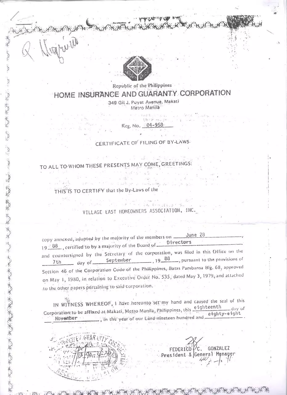 Page 1 of 6, vehai existing by laws pdf