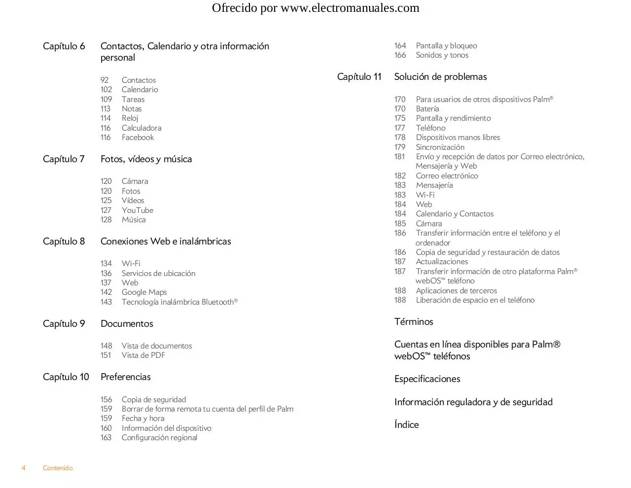 Page 4 of 220, Manual de Usuario Palm Pixi Plus