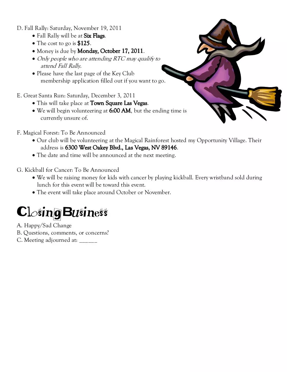 Page 2 of 2, Key Club Agenda #8