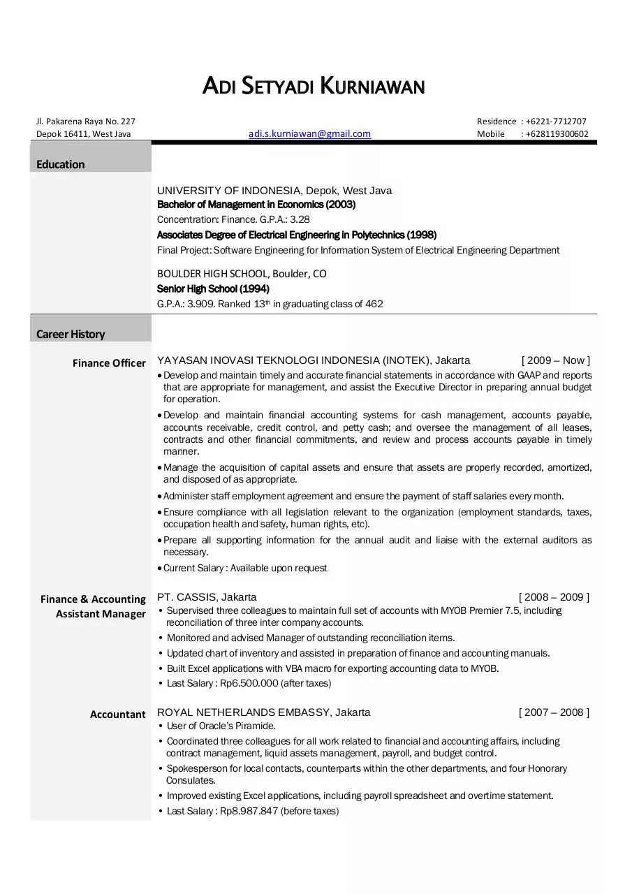 Page 1 of 2, Resume