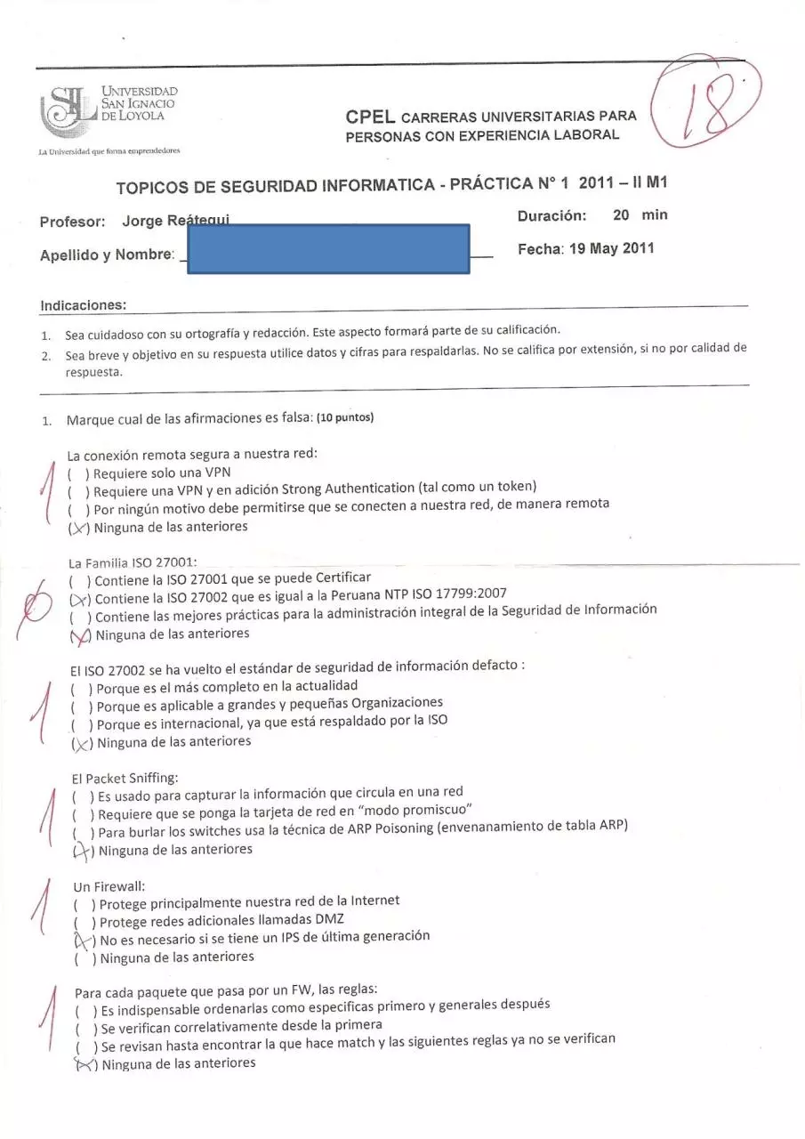 Page 1 of 2, SEGURIDAD INFORMATICA PC1 2011 2