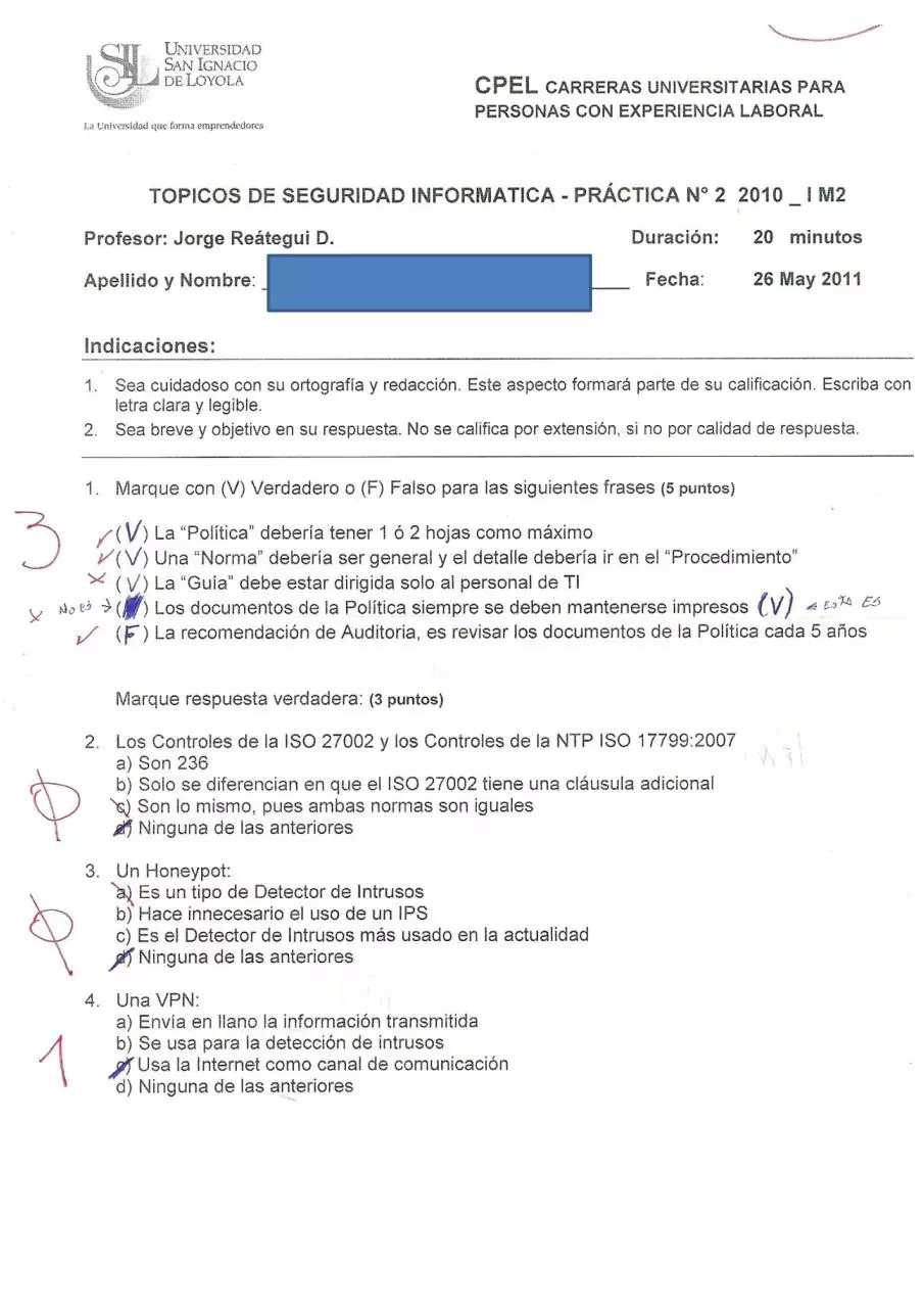 Page 1 of 2, SEGURIDAD INFORMATICA PC2 2011 2
