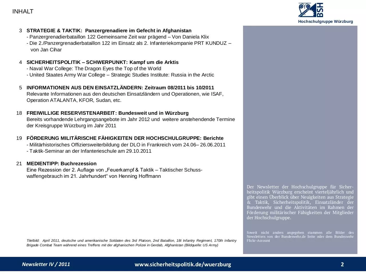 Page 2 of 22, Newsletter 04 2011