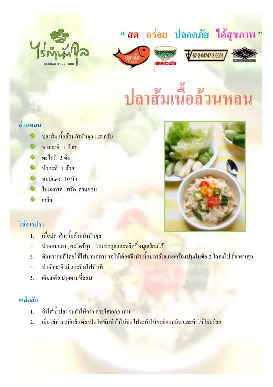 Page 2 of 2, เมนูปลาส้มทอด
