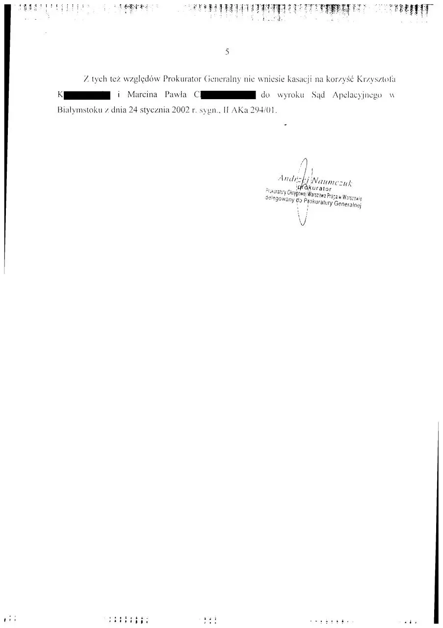 Page 5 of 5, K i Ch odpowiedz na wniosek o kasację