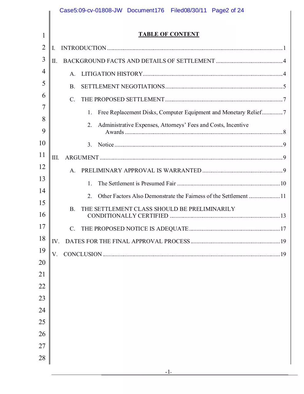 Page 2 of 24, 08312011acer lawsuit