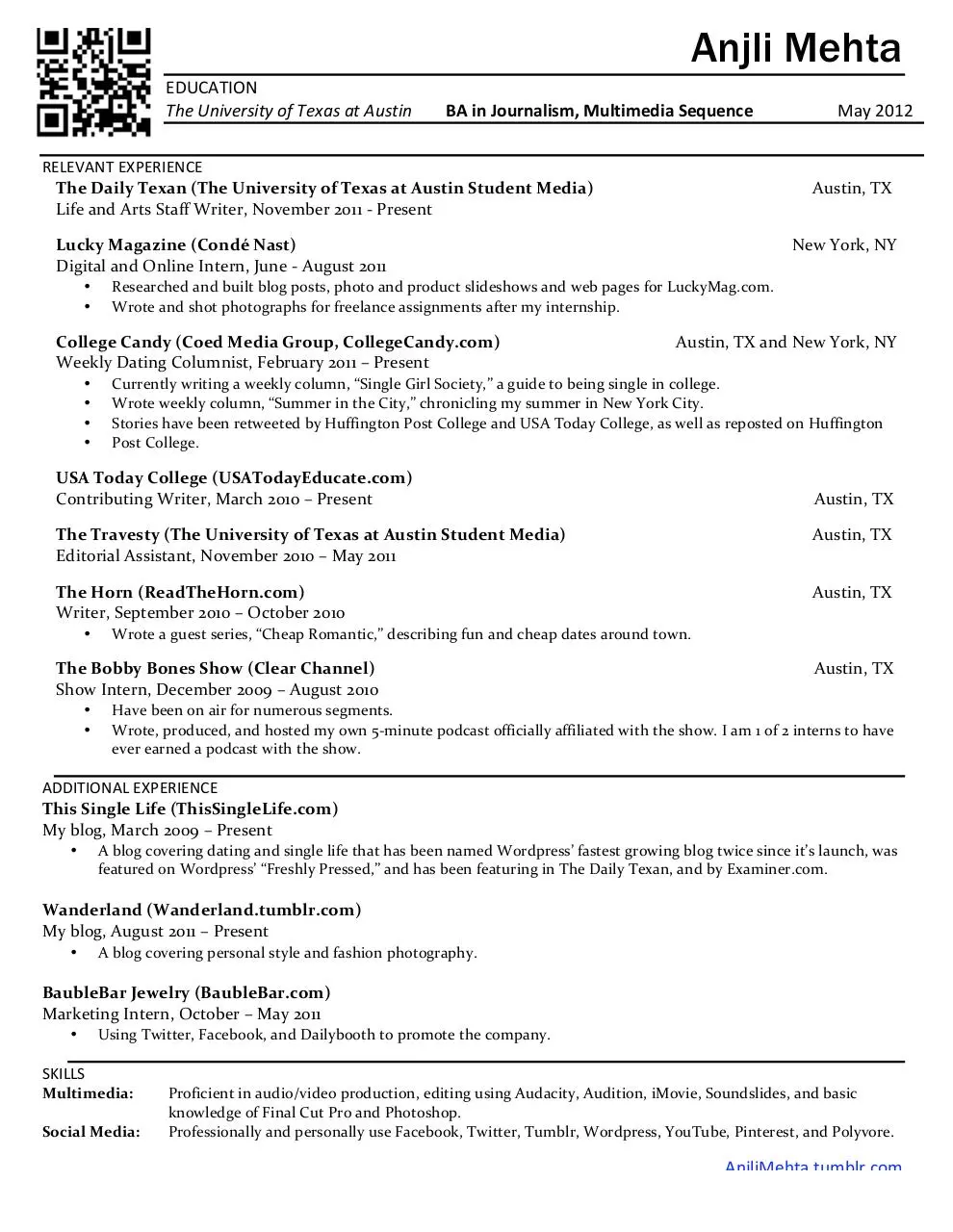 Page 1 of 1, mehtaresume