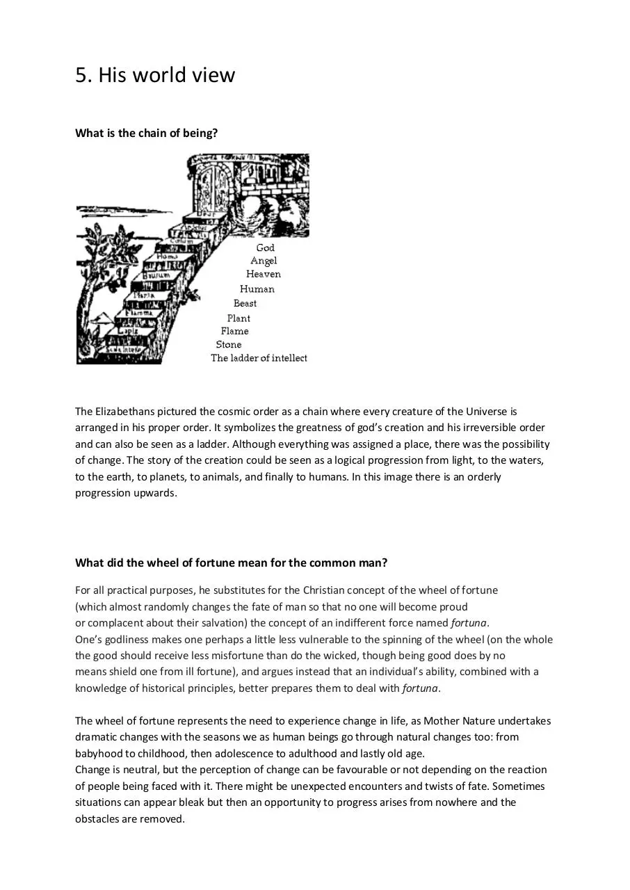Page 1 of 3, 5. His world view