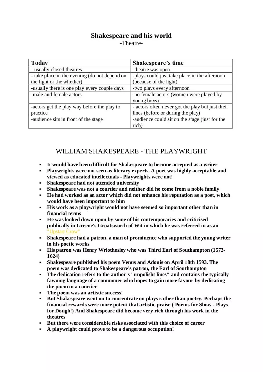 Page 1 of 2, Steffen Klenner and others, WILLIAM SHAKESPEARE His theatre