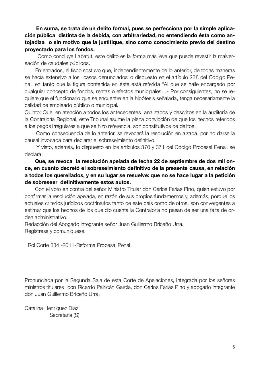 Document preview ResoluciÃ³n Corte Apelaciones Rgua VTH dic2011.pdf - page 5/5