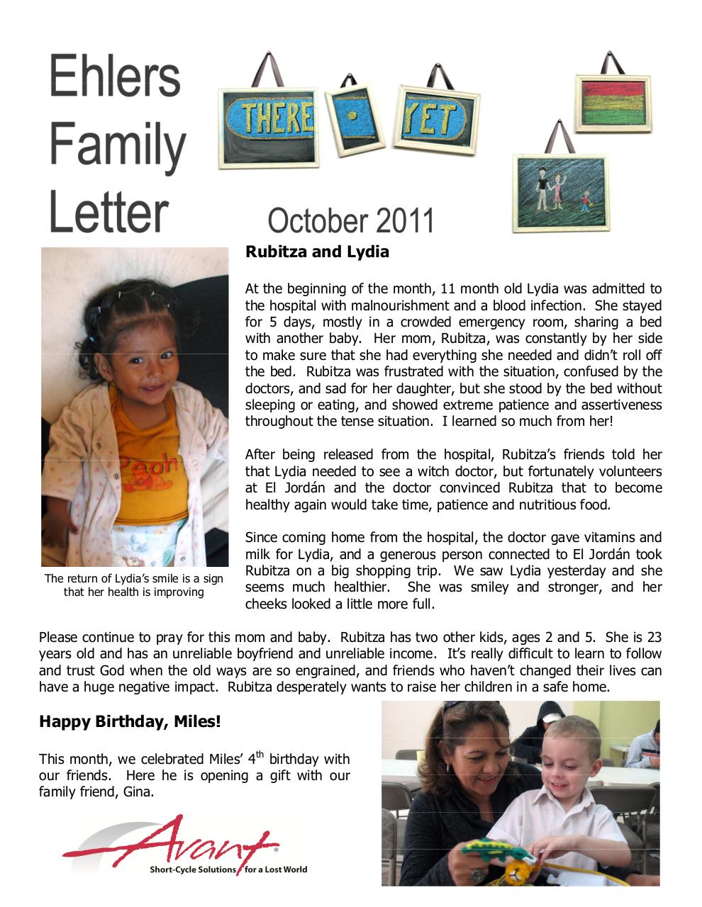 Document preview Ehlers Family Letter Oct 2011.pdf - page 1/2