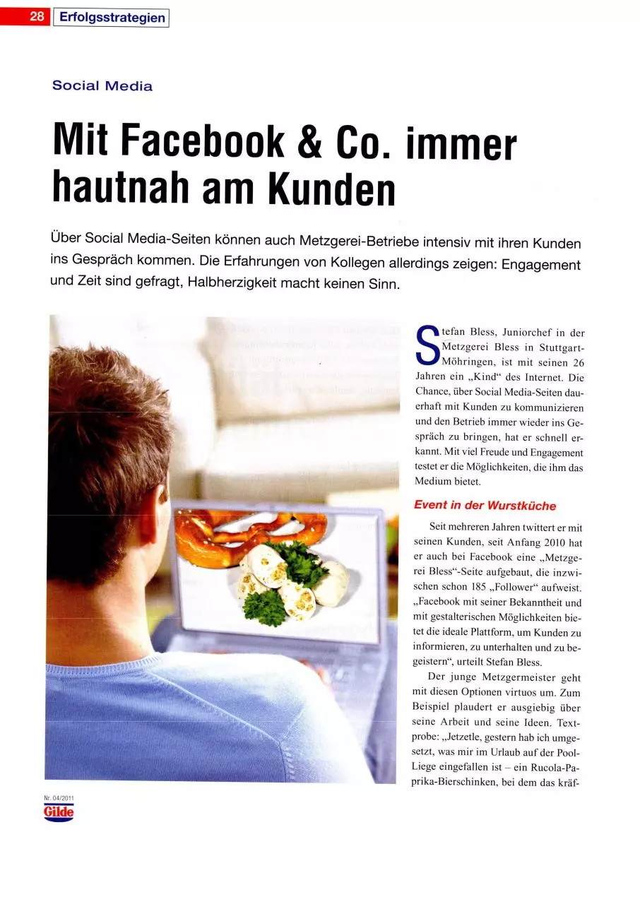 Page 1 of 2, Metzgerei Bless Gilde Zeitungsartikel
