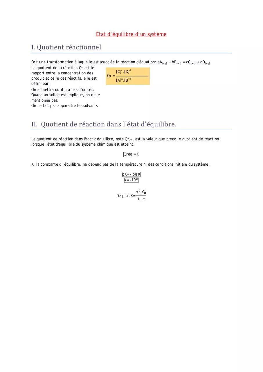 Page 1 of 1, Etat d'équilibre d'un système