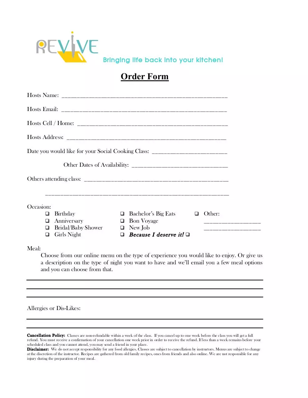 Document preview - Revive Order Form.pdf - Page 1/1