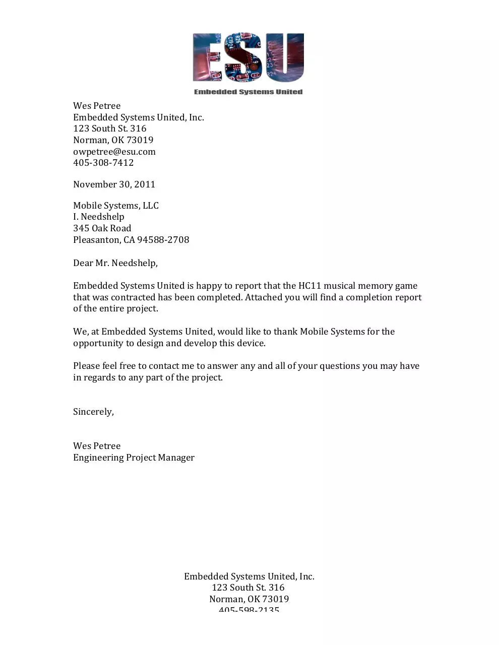 Page 1 of 11, Completion Report