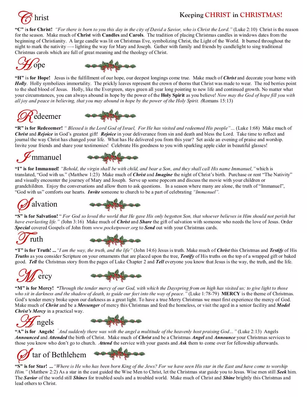 Page 1 of 1, Keeping Christ in Christmas