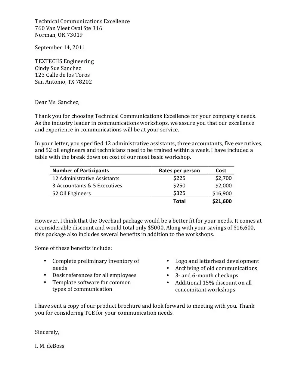 Page 1 of 1, Letter of Response