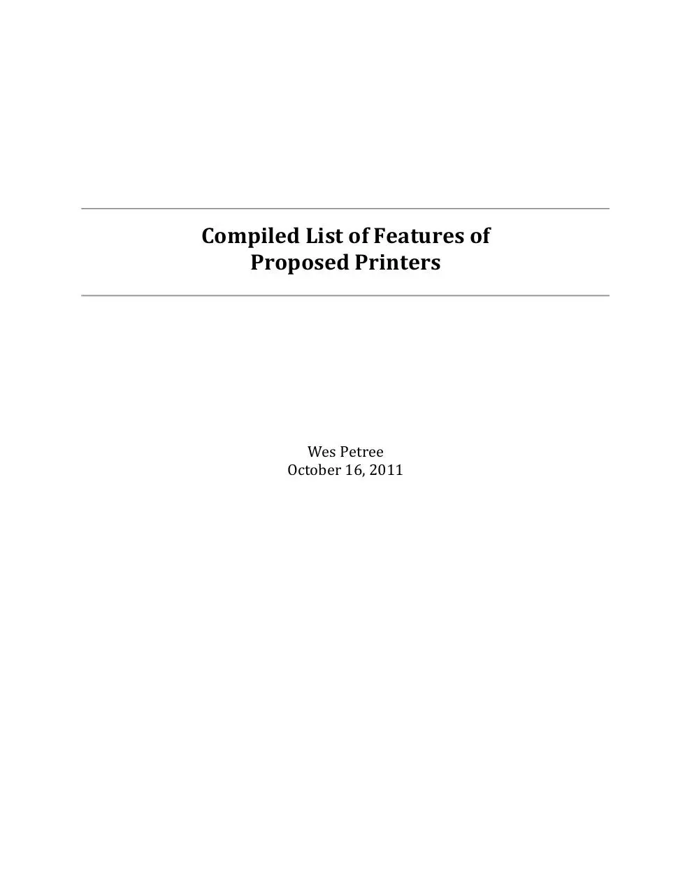 Page 1 of 6, Short Internal Report