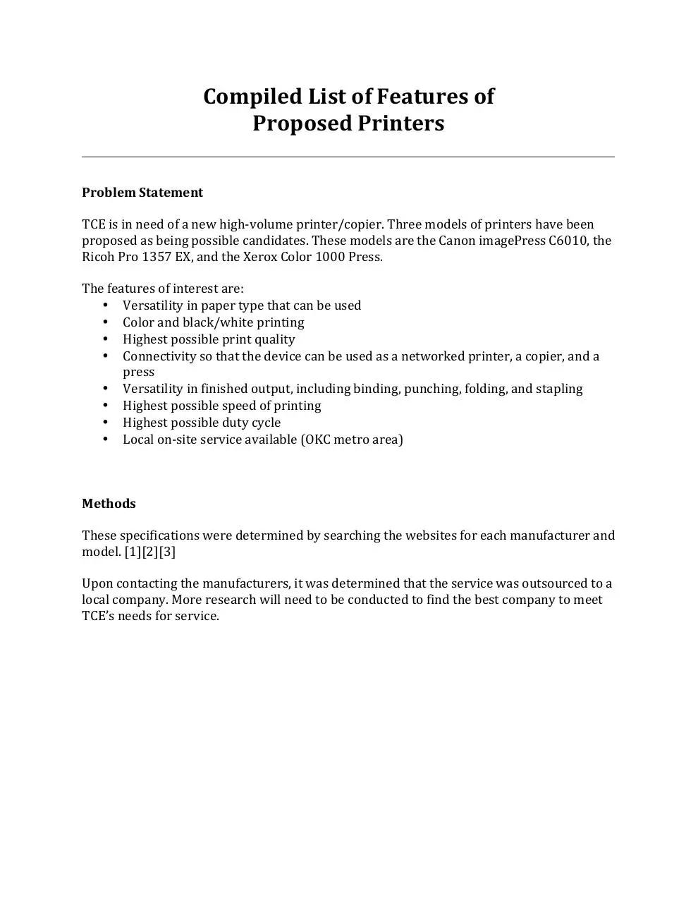 Page 3 of 6, Short Internal Report