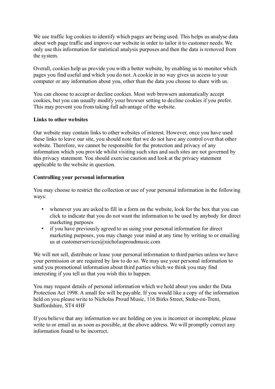 Page 2 of 2, Privacy Policy Dec 2011