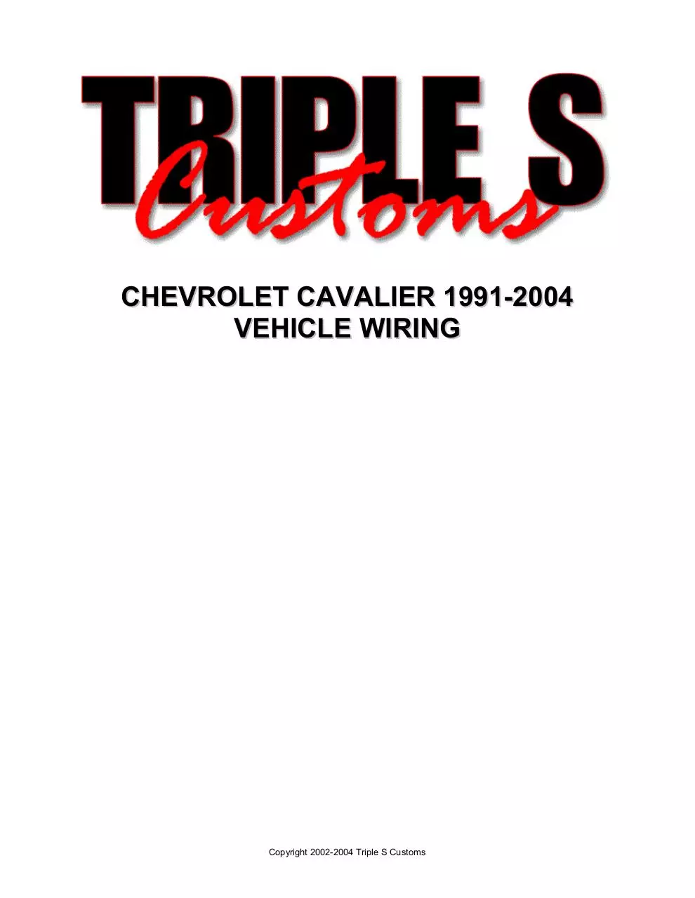 Page 1 of 13, Cavalier Wiring