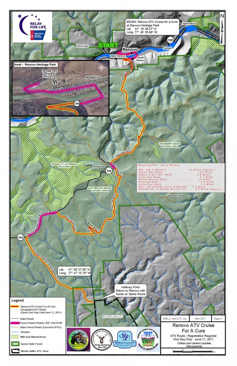 Page 1 of 1, Renovo ATV Cruise for a Cure Map 040411
