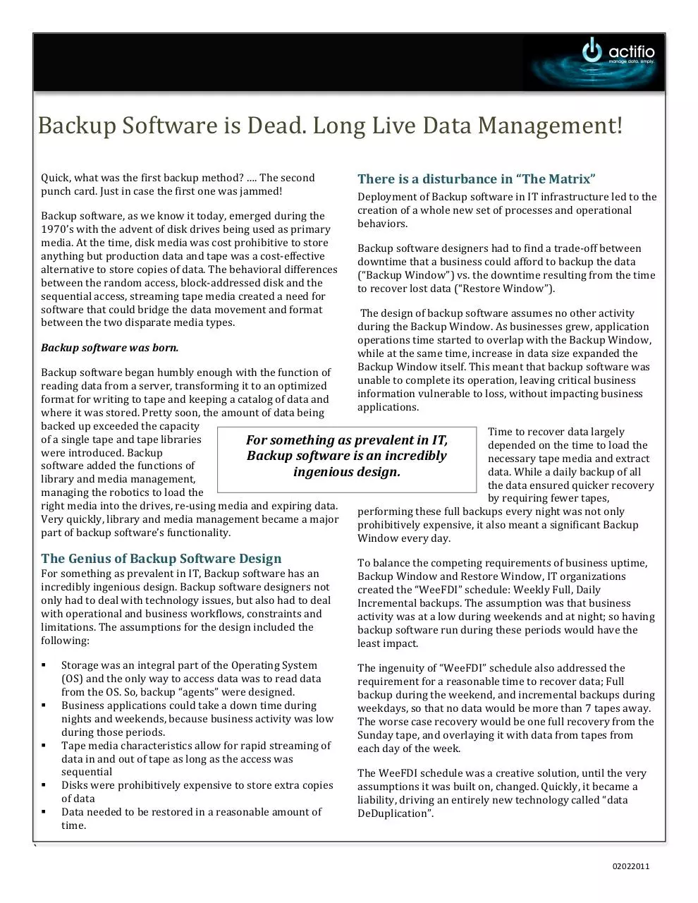 Page 1 of 4, Backup Software is Dead