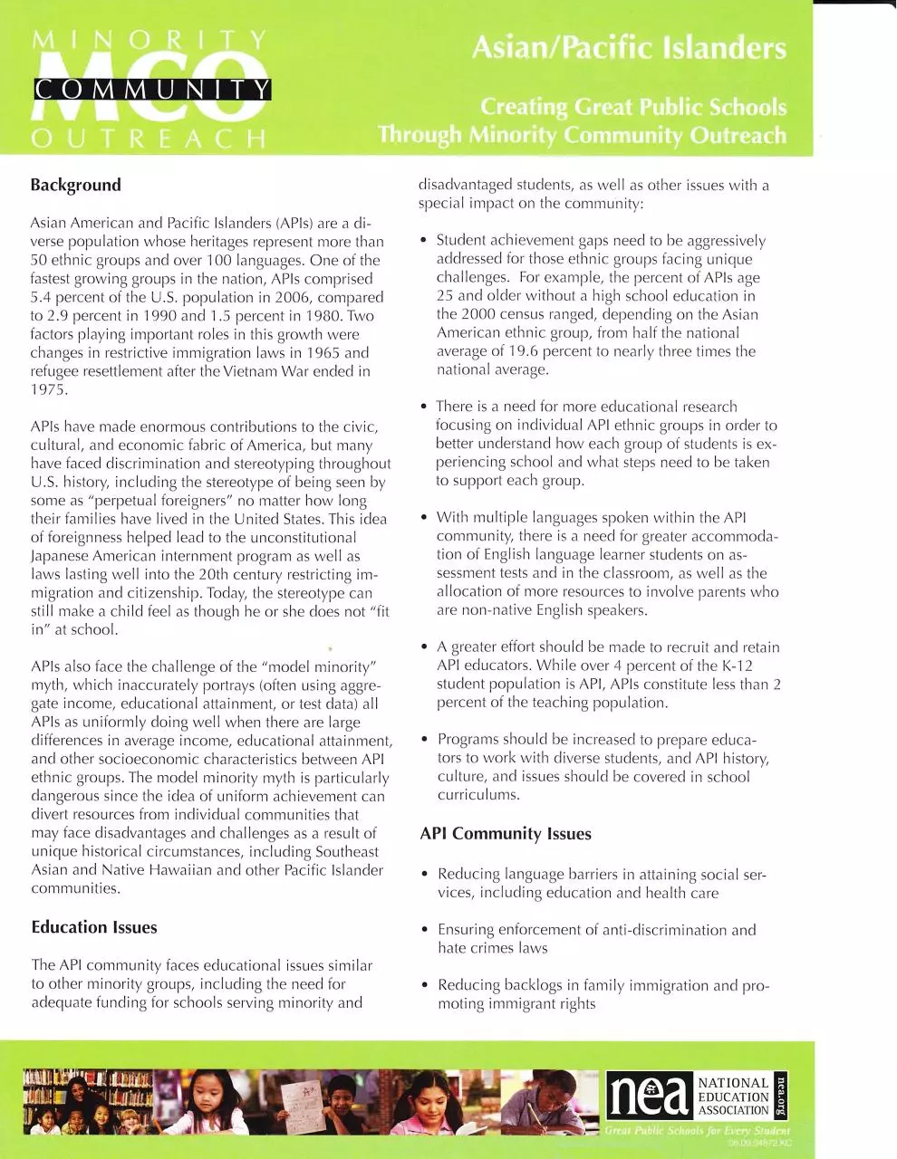 Page 1 of 2, NEA MCO API Info Sheet
