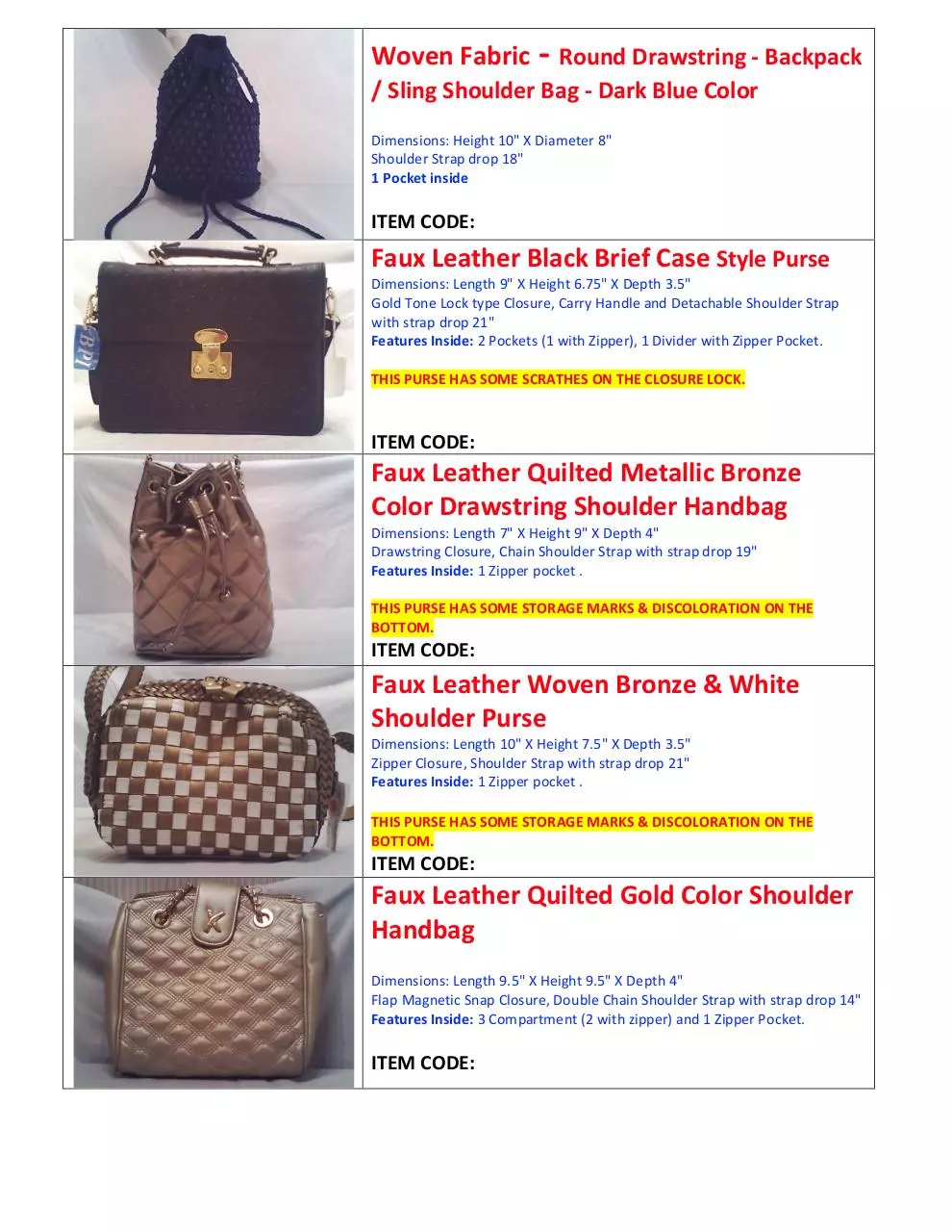 Page 2 of 5, ASSORTED FASHION HANDBAGS