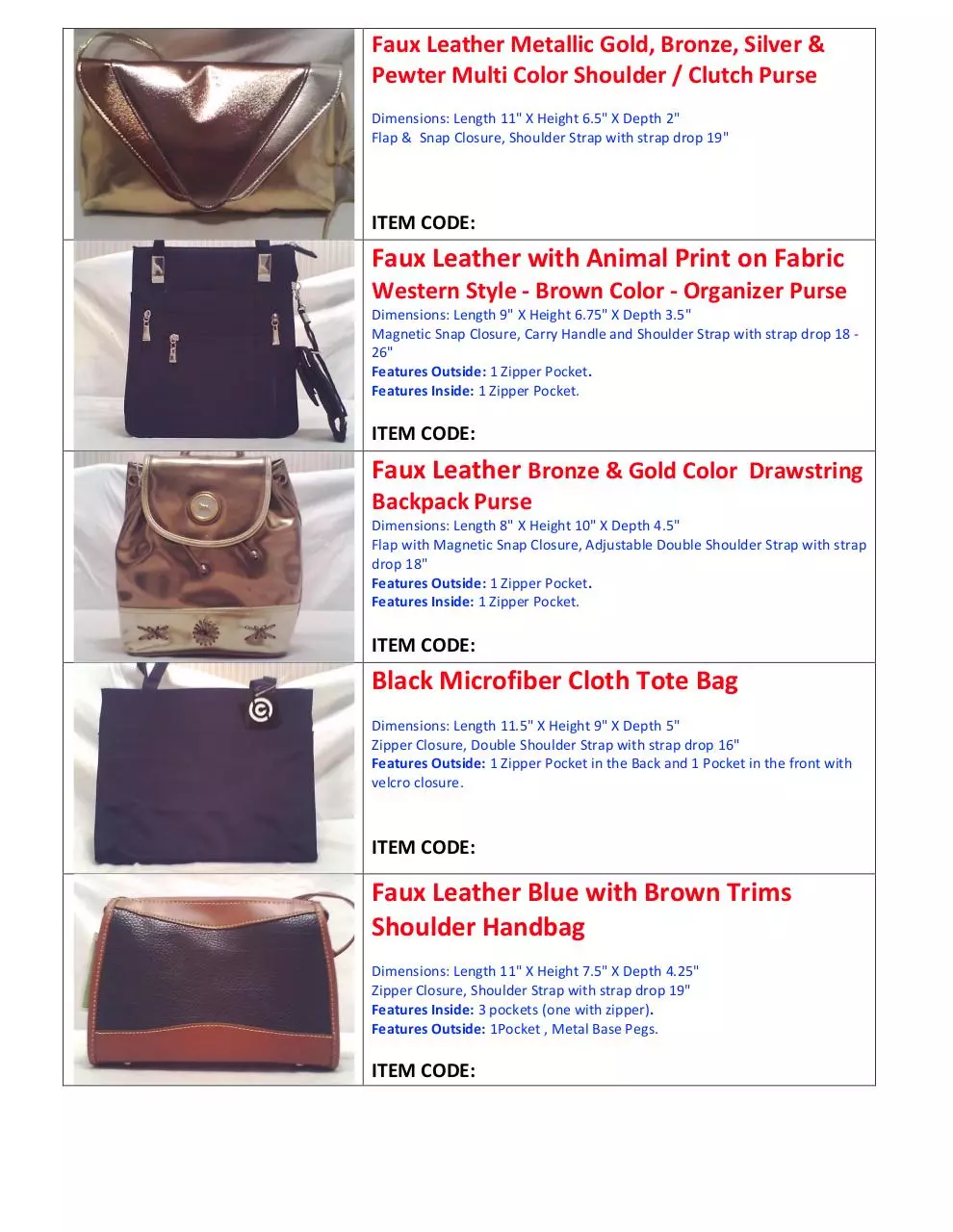 Page 3 of 5, ASSORTED FASHION HANDBAGS