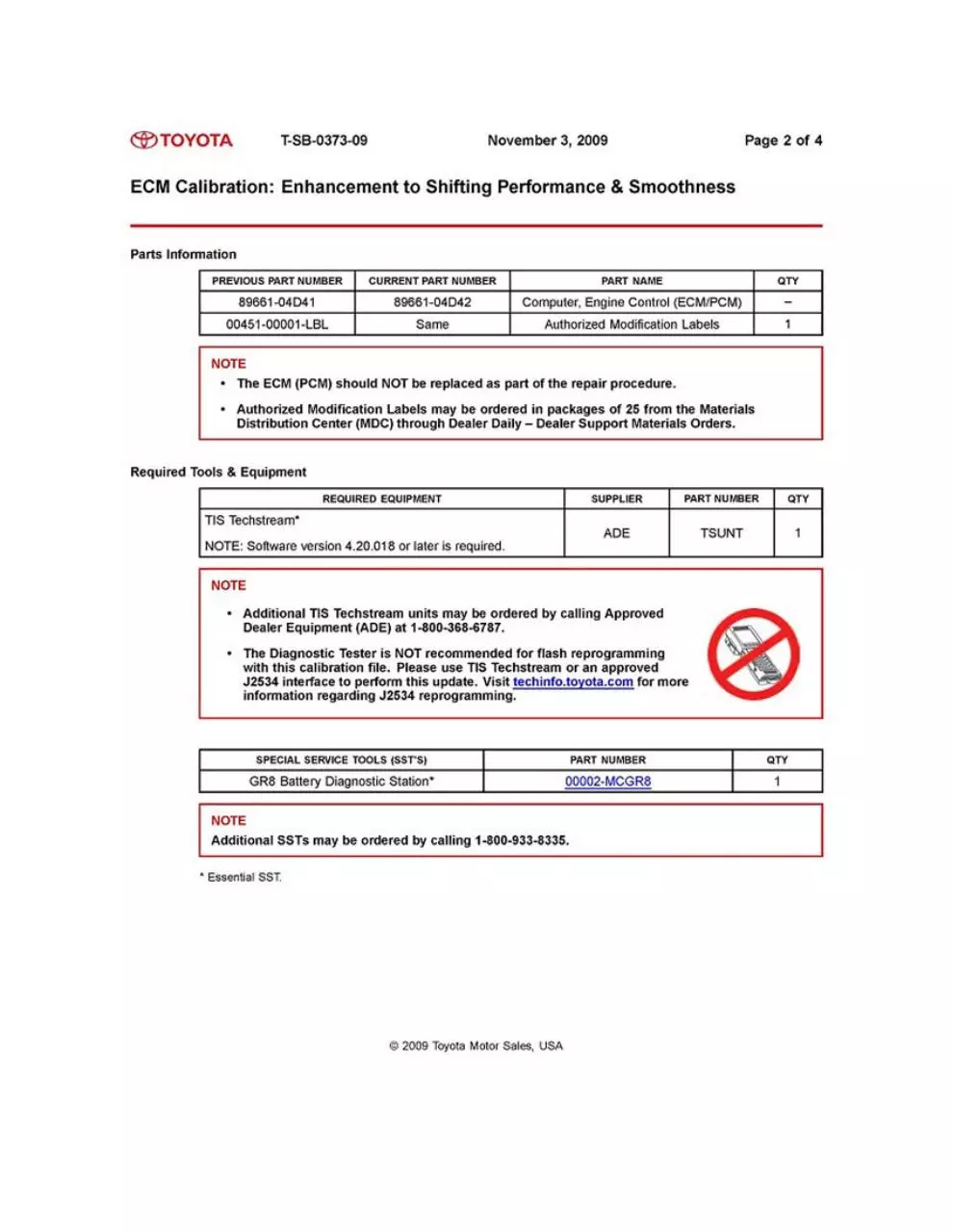 Page 2 of 4, TSB 0373 09