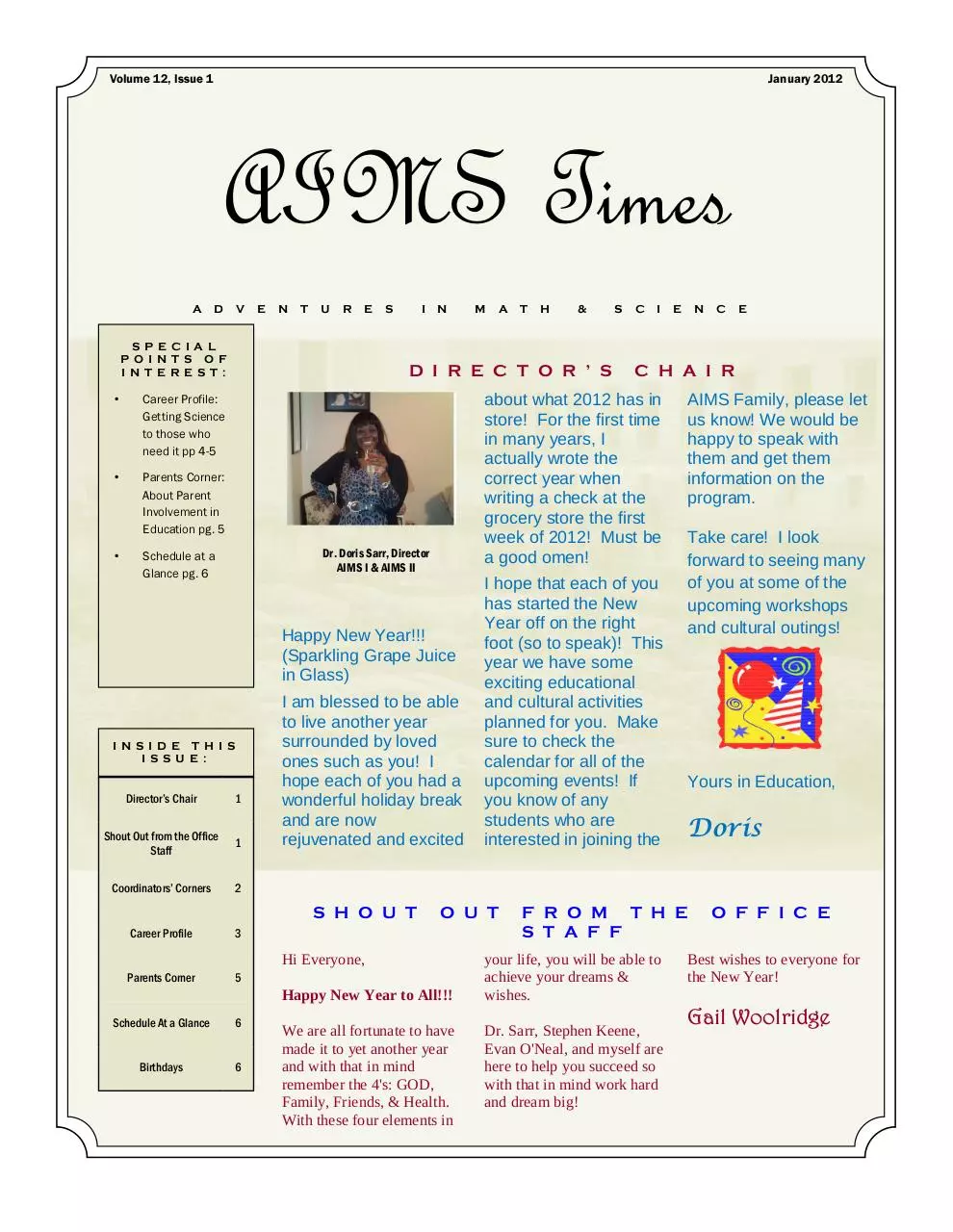 Page 1 of 6, January 2012 Newsletter