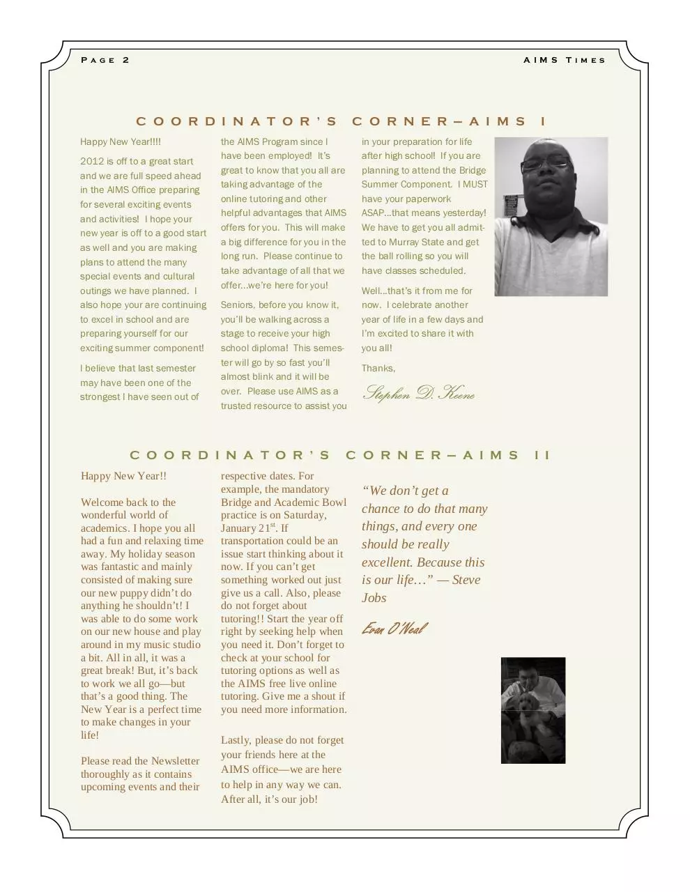 Page 2 of 6, January 2012 Newsletter