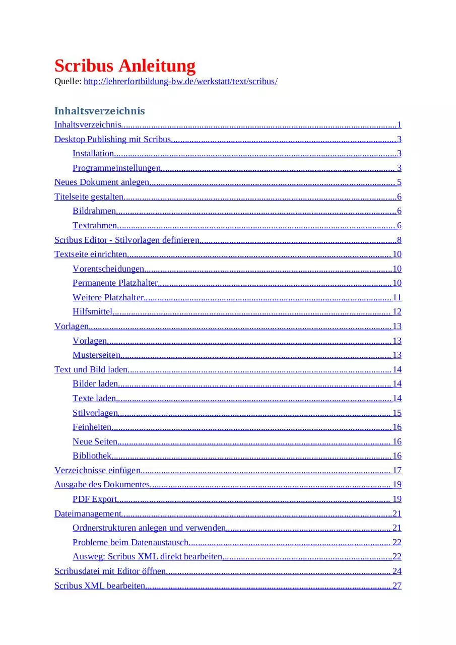 Page 1 of 29, Scribus Anleitung