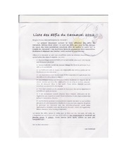 Page 1, carnaval 2012 liste defis