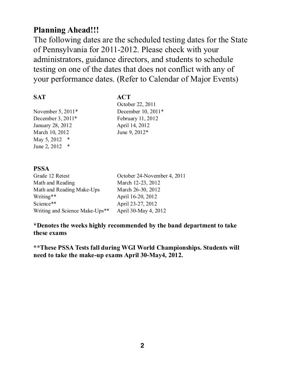 Page 2 of 20, Downingtown Indoor Handbook2012