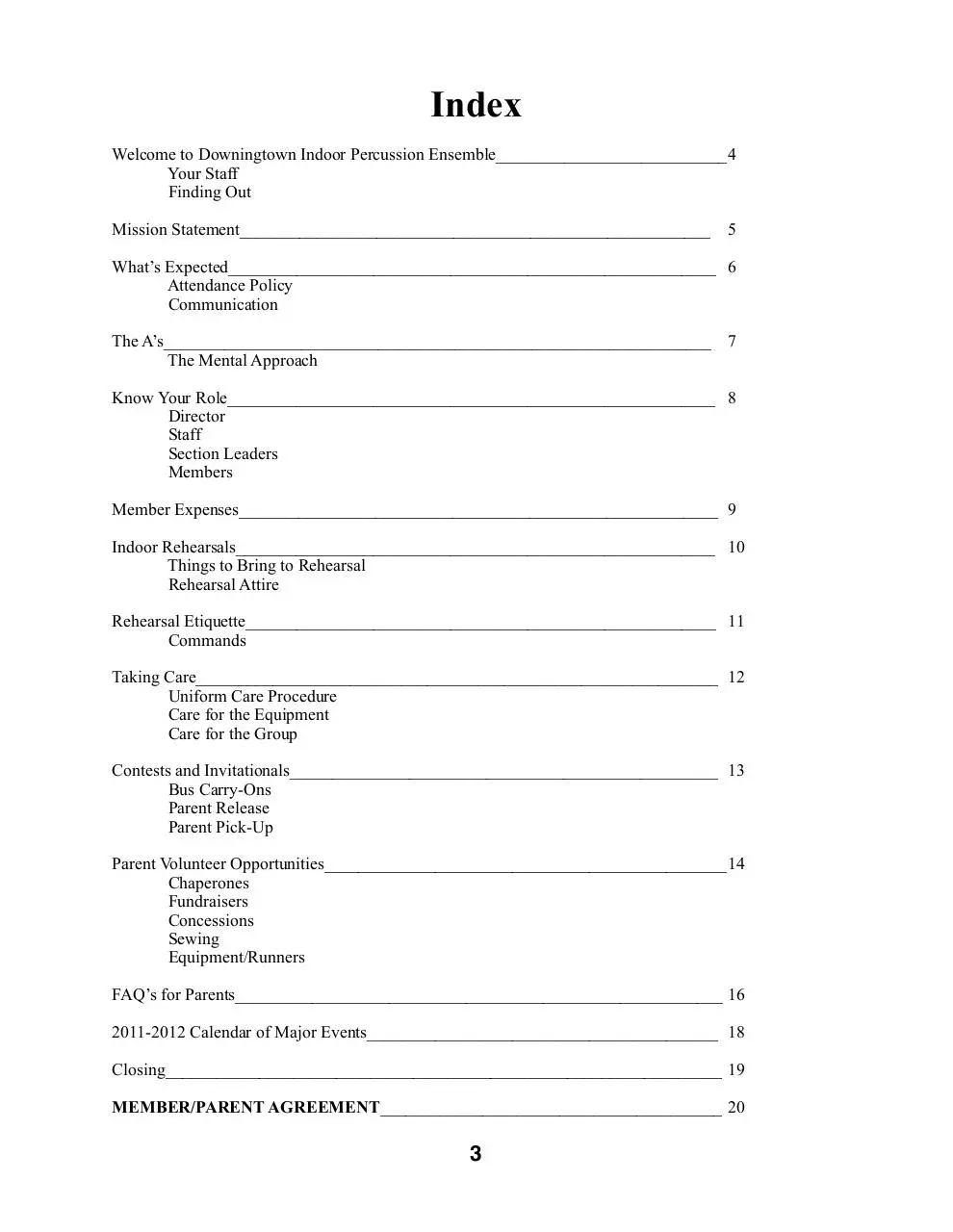 Page 3 of 20, Downingtown Indoor Handbook2012